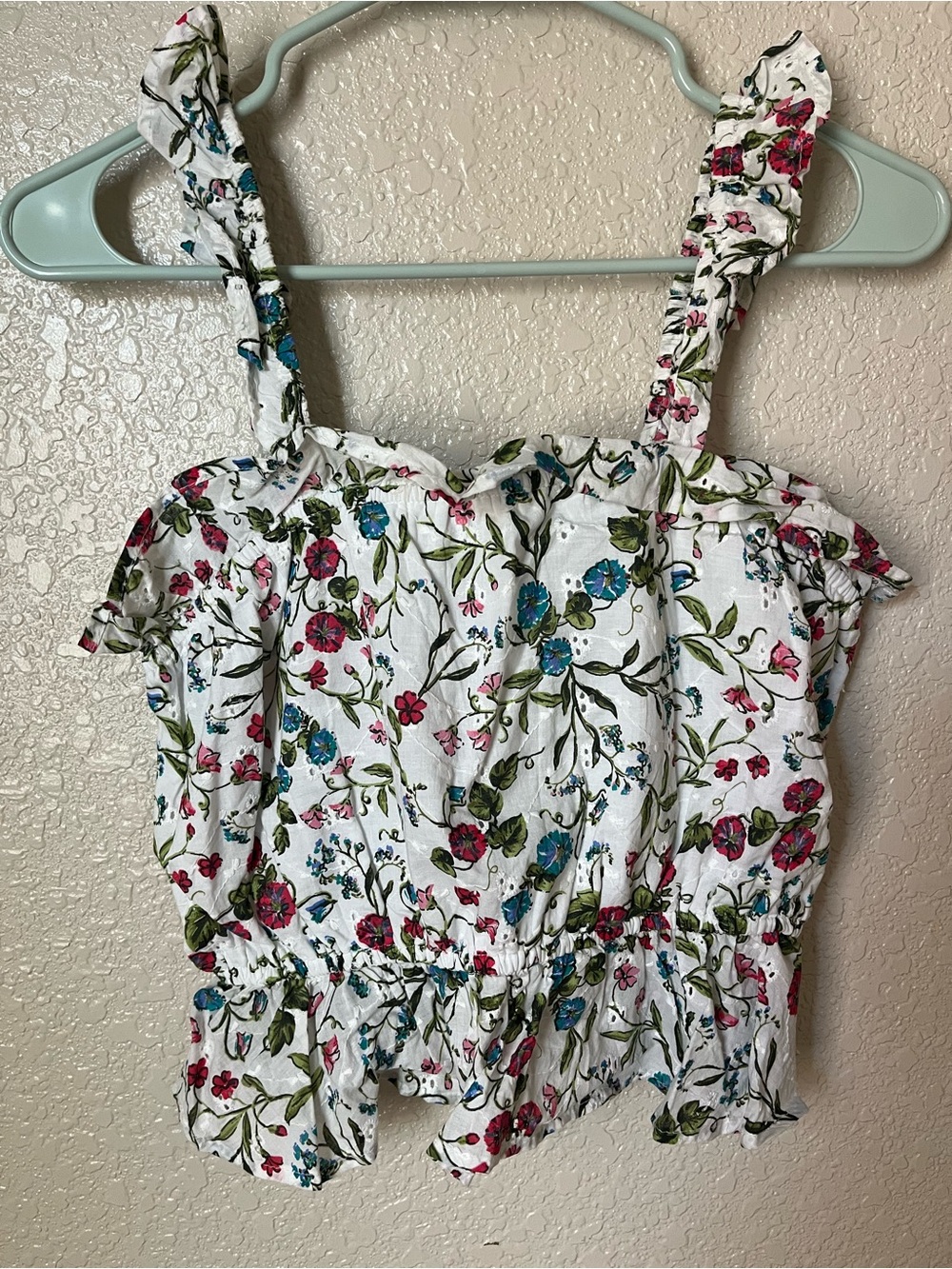 Floral Ruffle Crop Tank Top